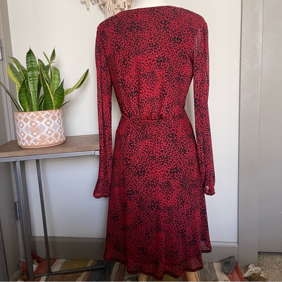 Red Printed Longsleeve Dress - Picture 6 of 7
